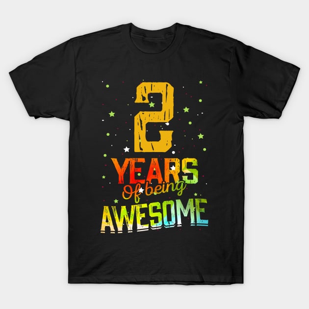 2nd Anniversary Gift Vintage Retro 02 Years Of Being Awesome Gifts Funny 2 Years Birndday Girl Boys Kids T-Shirt by nzbworld